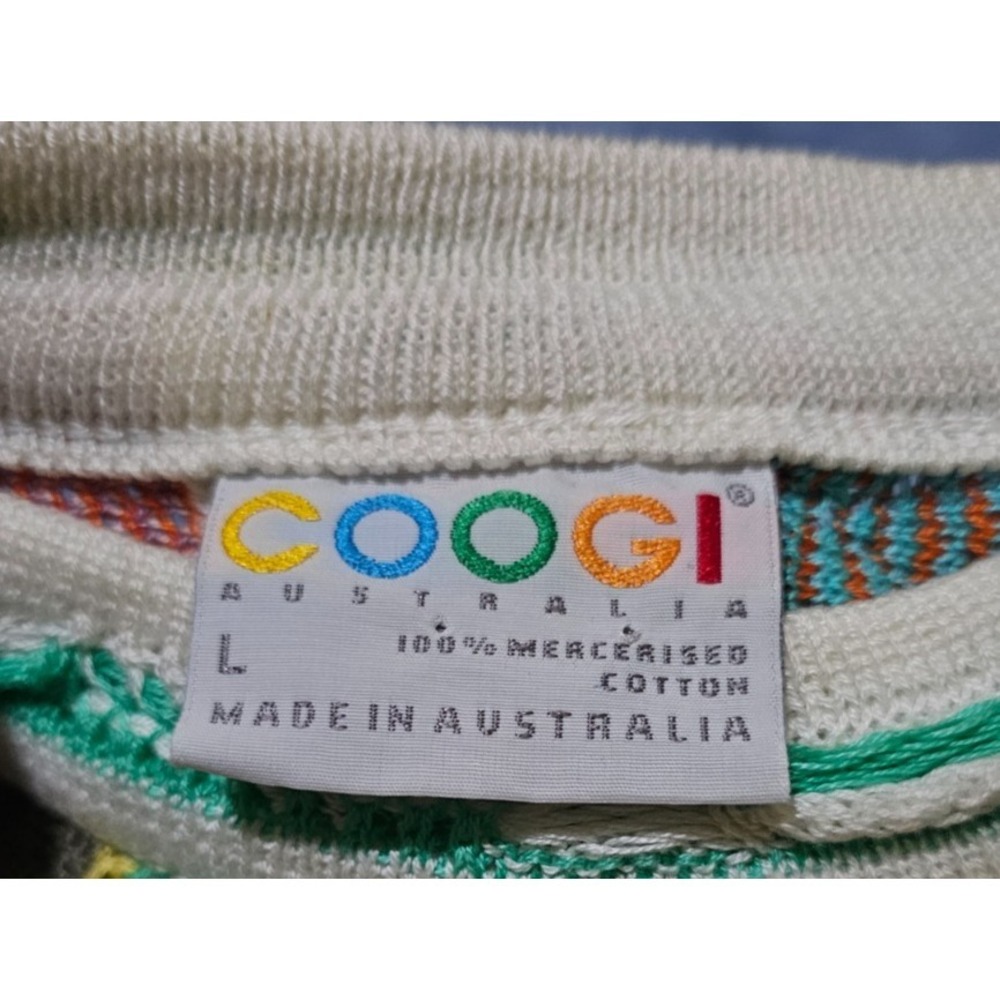 Vintage COOGI 90s 3D Knit Multicolor Sweater Size Large Wool Biggie Hip-Hop RARE - Picture 3 of 6